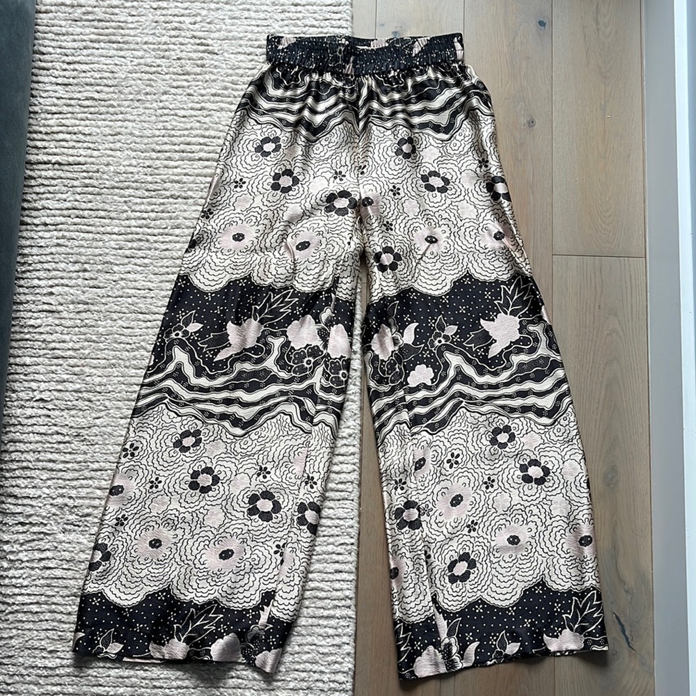 Warm wide leg silk pants